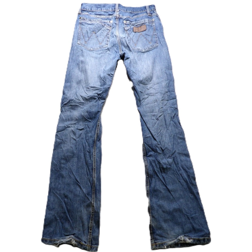 Wrangler Retro Jeans Women W30x34 Blue Slim Boot Stretch Denim Distressed Casual